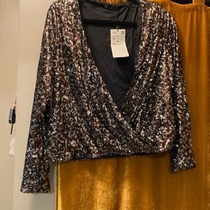 Zara sequin plunge top